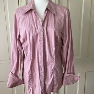 Woman Cotton Spandex Hidden Button Shirt